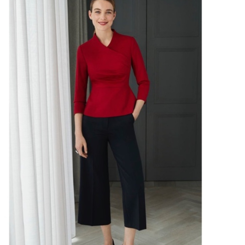 The Fold London Lendal Top Garnet Red Crepe
Peplum Gathered Virgin Wool Top